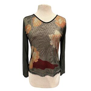 Floral Mesh Long Sleeve Top By Jacques Y2K